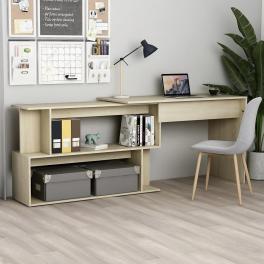 Desk sonoma oak engineered wood 78.7x19.7x29.9 in rotatable