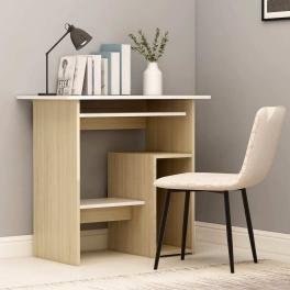 Desk white and sonoma oak engineered wood