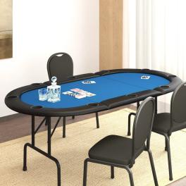Poker table blue engineered wood, felt, artificial leather, steel