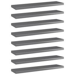 Shelf set of 8 high gloss grey engineered wood 15.7x3.9x0.6 in