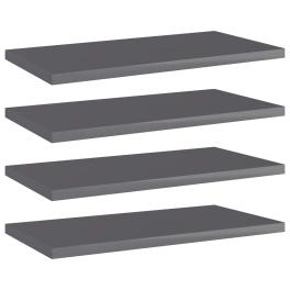 Shelf set of 4 high gloss grey engineered wood 15.7 x 7.9 in