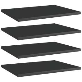 Shelf set of 4 high gloss black engineered wood wall mounting