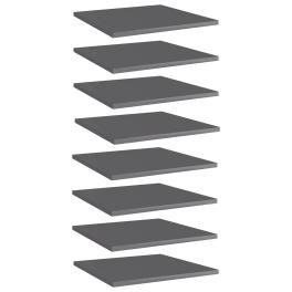 Shelf set of 8 high gloss grey engineered wood 15.7 x 15.7 in