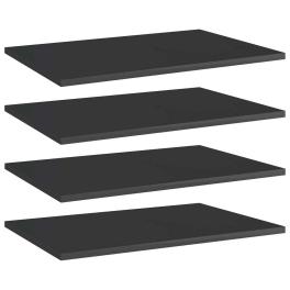 Shelf set of 4 high gloss black engineered wood 23.6x15.7x0.6 in
