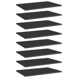 Shelf set of 8 high gloss black engineered wood medium