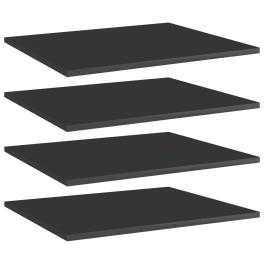 Shelf set of 4 high gloss black engineered wood gloss finish
