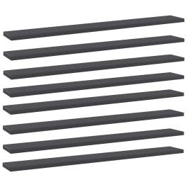Shelf set of 8 grey engineered wood 31.5 x 3.9 x 0.6 in