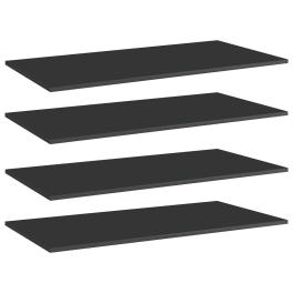 Shelf set of 4 high gloss black engineered wood