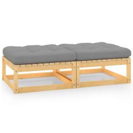 Footstool natural wood solid pinewood, 100% polyester standard