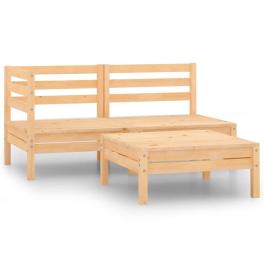 Garden lounge set natural wood solid pinewood medium modular