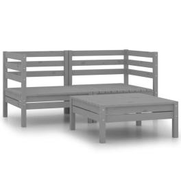 Garden lounge set grey solid pinewood one size modular