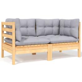 2-seater garden sofa set of 2 gray