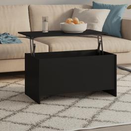 Coffee table black engineered wood 40.2 x 21.9 x 20.7 in