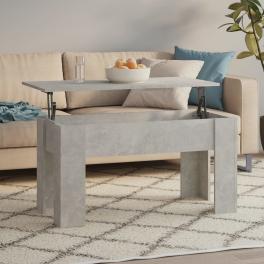 Coffee table concrete gray engineered wood medium sliding top