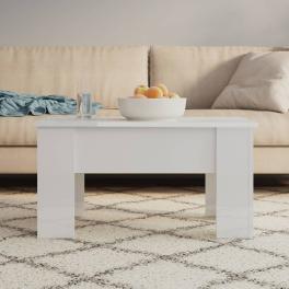 Coffee table high gloss white engineered wood medium