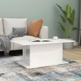 Coffee table high gloss white engineered wood 40.2 x 21.9 x 15.7 in
