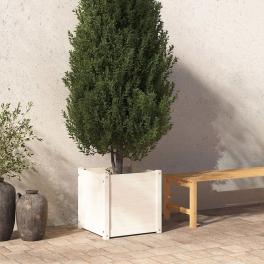 Garden planter white solid pinewood 19.7 in x 19.7 in x 19.7 in