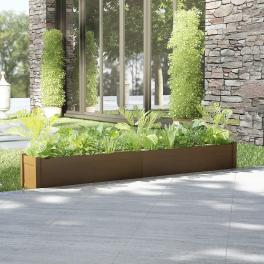 Planter honey brown solid pine wood large stackable planter