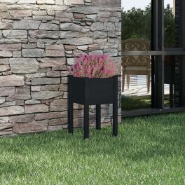 Garden planter black solid pinewood medium durable