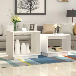 Coffee table white solid pinewood medium stackable coffee table