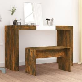 Dressing stool smoked oak engineered wood 27.6x13.8x17.7 in