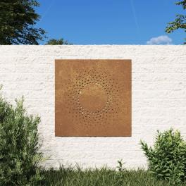 Garden wall decoration starts as normal metal color, rusts over time