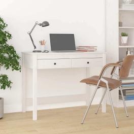 Desk white solid pine wood medium desk rectangular rustic