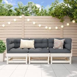 3 piece patio lounge set white solid wood pine