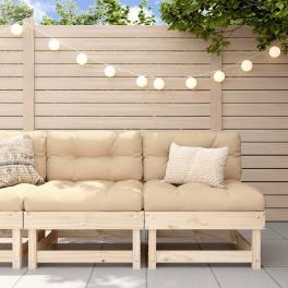 Middle sofa beige, natural wood