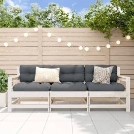 Garden lounge set white solid pine wood medium modular