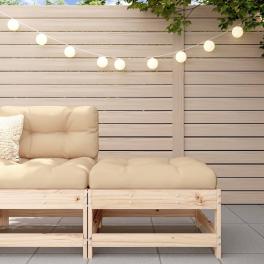 Garden footstool beige, natural wood