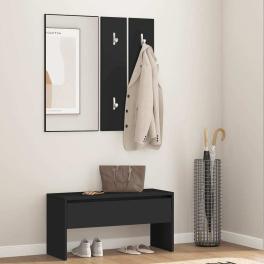 Hallway furniture set black engineered wood, acrylic medium
