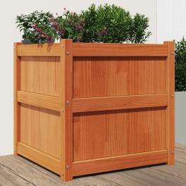 Garden planter wax brown solid pine wood 23.6 in