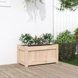 Garden planter natural wood color solid pine wood medium