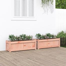 Garden planter set of 2 brown solid douglas wood medium durable