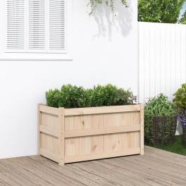 Garden planter brown solid pine wood medium decorative inlays