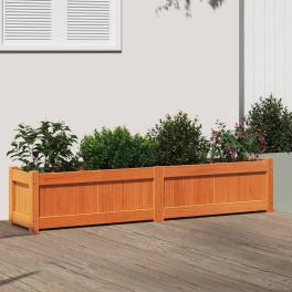 Garden planter wax brown solid pine wood 59.1x12.2x12.2 in