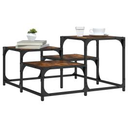 Coffee table smoked oak engineered wood, metal medium