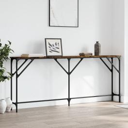 Console table smoked oak engineered wood extra long