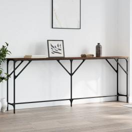 Console table brown oak engineered wood, metal large