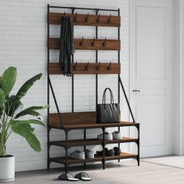 Clothes rack brown oak engineered wood compact clothes rack