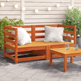 Garden sofa wax brown solid pine wood medium modular