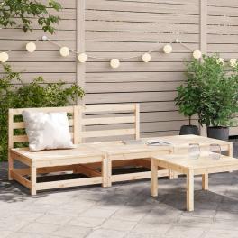 Garden sofa natural wood solid pine two-seater modular rustic