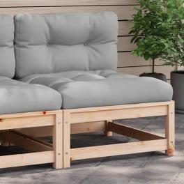 Patio sofa solid pine wood, grey cushions