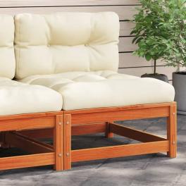Patio sofa wax brown, cream solid pine wood, oxford fabric, pp cotton