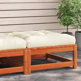 Patio footstool wax brown and cream solid pine wood 27.6 inches