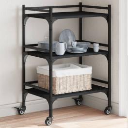 Kitchen trolley black 19.7"x13.8"x29.7" engineered wood