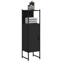 Bathroom cabinet black engineered wood and powder-coated steel