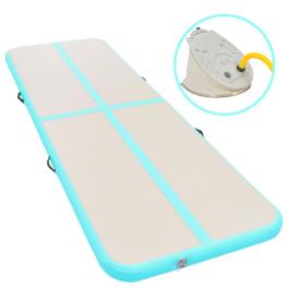 Inflatable gymnastics mat with pump 157.4"x39.3"x3.9" pvc green