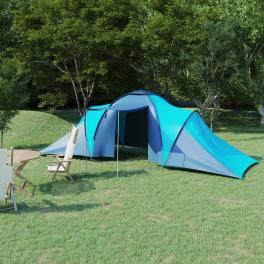 Camping tent 6 persons blue and light blue